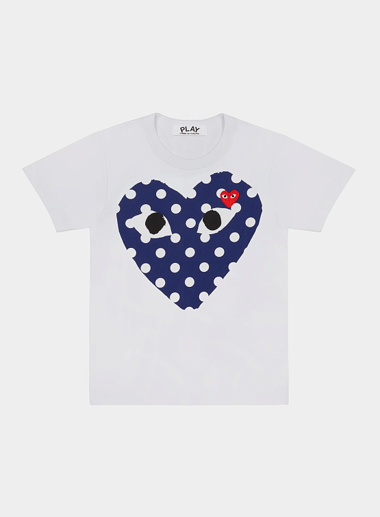 Футболка Comme des Garçons PLAY Large Polka Dot Heart White