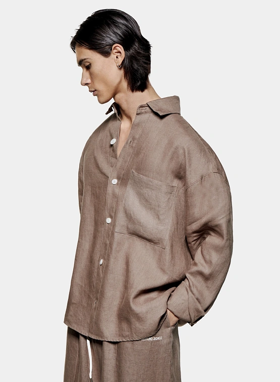 Рубашка MKI MIYUKI ZOKU Linen Box Dress Mushroom