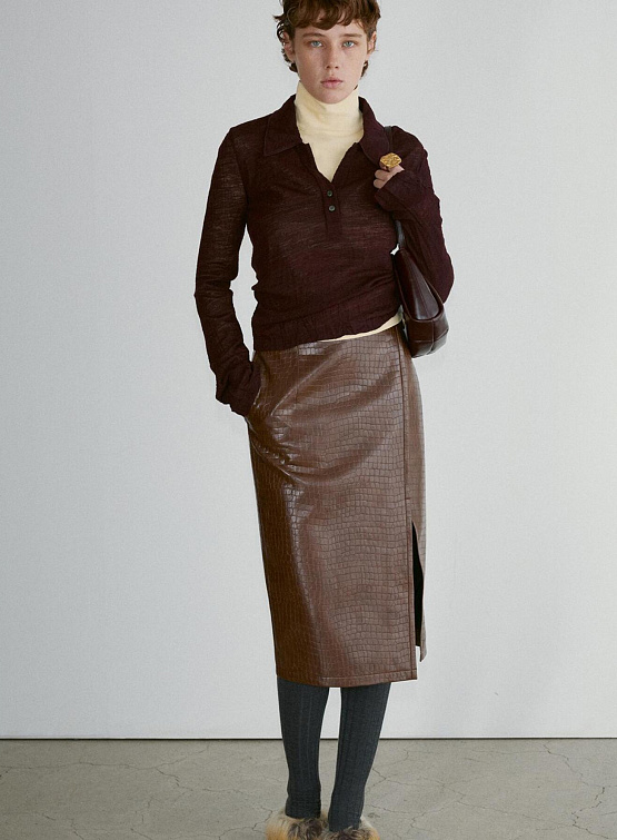 Женская юбка Recto Leona Crocodile Effect Brown