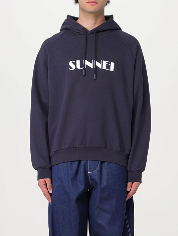 Худи Sunnei Hoodie Big Logo Embroidered Dark Blue