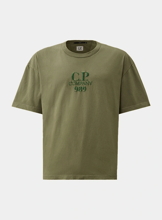 Футболка C.P. Company 20/1 Jersey Boxy Logo Thyme Green