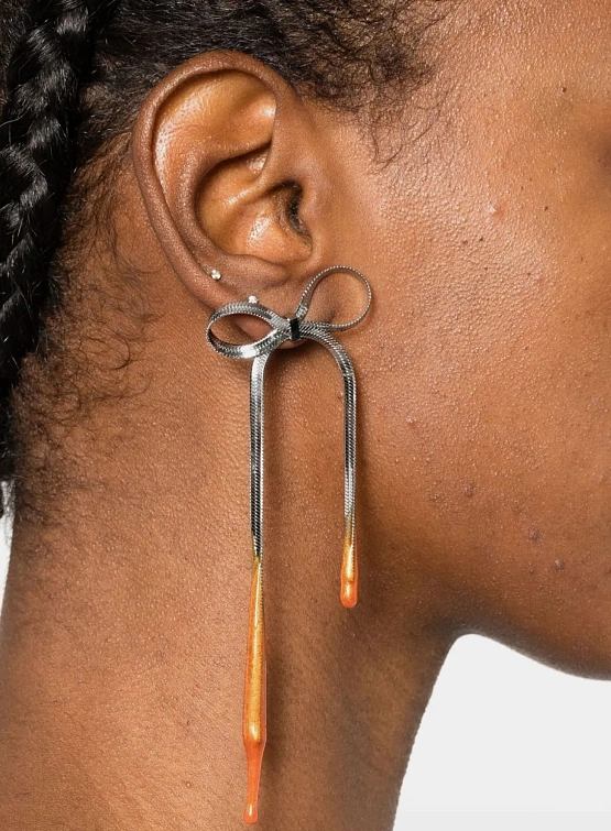 Серьги Ottolinger Laced Bow Earrings Silver/Orange