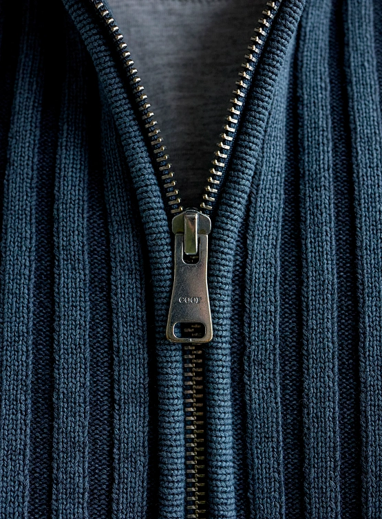 Кардиган COOR Piece Dyed Rib Knit Teal Blue