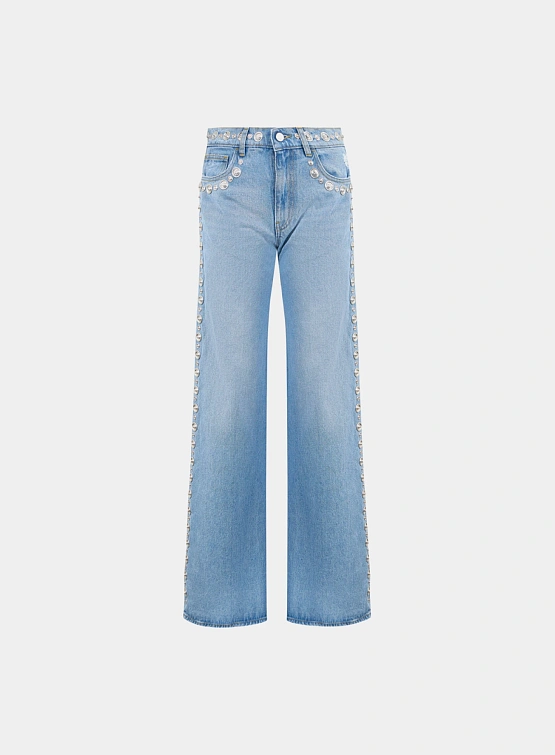Женские Джинсы Coperni Studded Wide Leg Blue