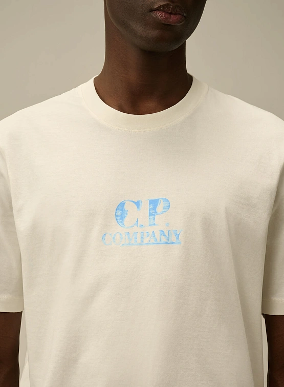Футболка C.P. Company 30/1 Jersey Graphic Logo Gauze White