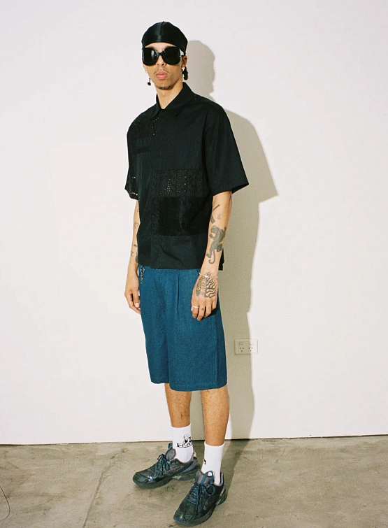 Шорты Jungles Jungles Pleated Denim Shorts Indigo