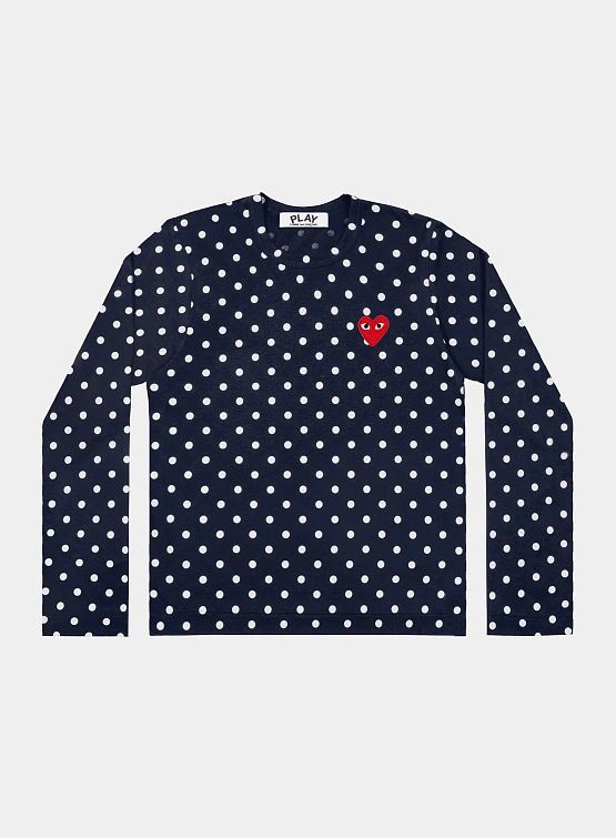 Лонгслив Comme des Garçons PLAY Polka Dot LS Navy