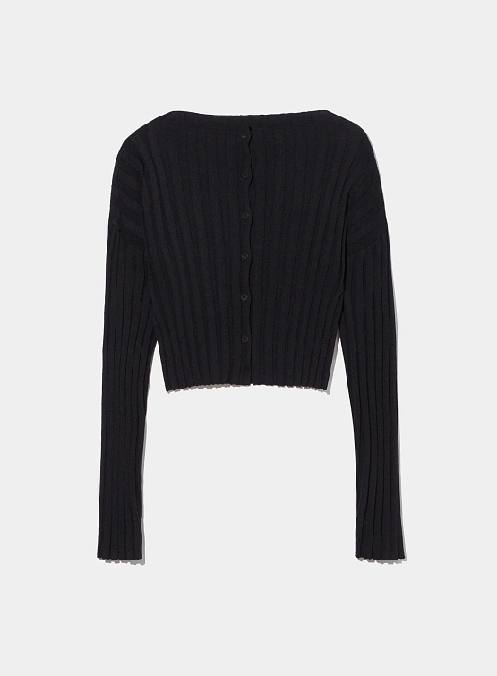 Женский кардиган LE17SEPTEMBRE Ribbed Collarless Black