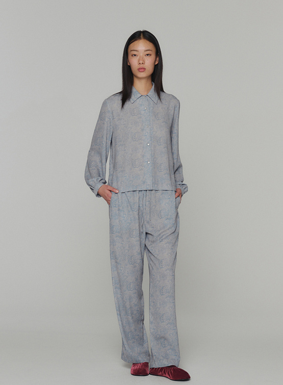 Женские брюки AMOMENTO Floral Drawstring Pajama Blue