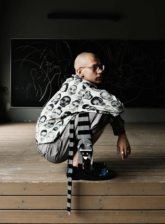 Галстук Charles Jeffrey Loverboy Animal Tie Grey