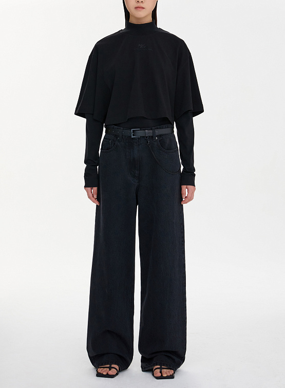 Женские джинсы JUUN.J Double Waist Denim Pants Black