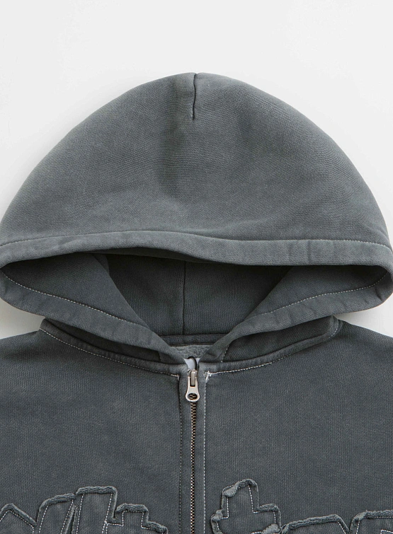 Зип-худи Butter Goods Mineral Wash Zip-Thru Charcoal