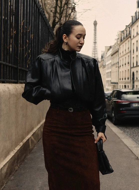 Женская юбка LE17SEPTEMBRE Leather Straight Brown