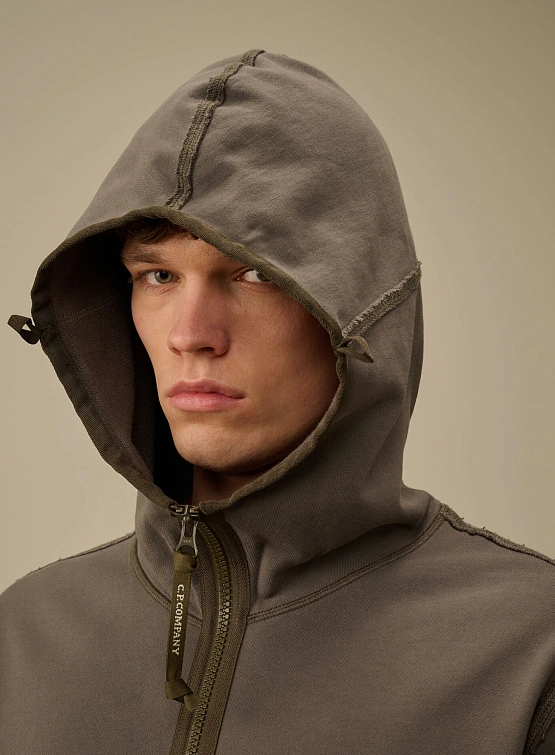 Зип-худи C.P. Company Diagonal Fleece Mixed Smoked Pearl
