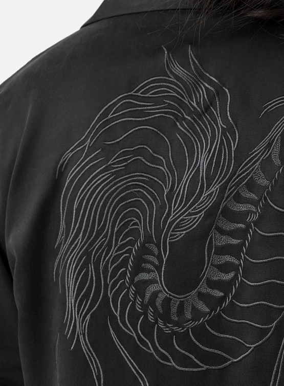 Рубашка MAHARISHI 6098 Tiger Dragon Camp Collar Black