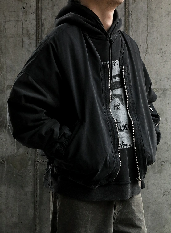 Бомбер ARNODEFRANCE Collarless Bomber Washed Black