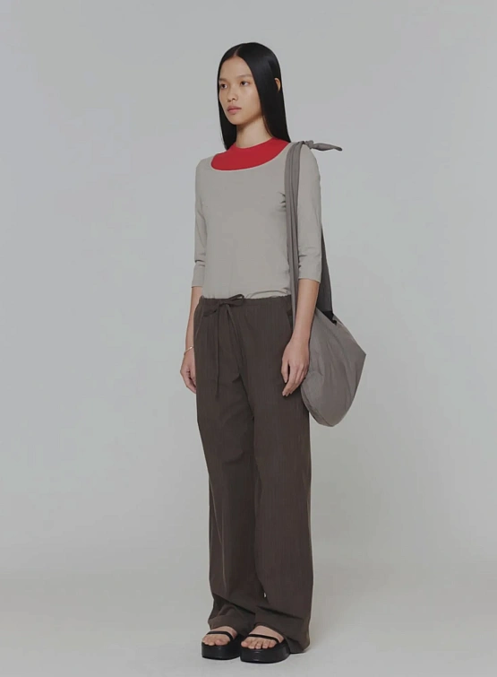 Сумка AMOMENTO Stripe Large Shoulder Grey