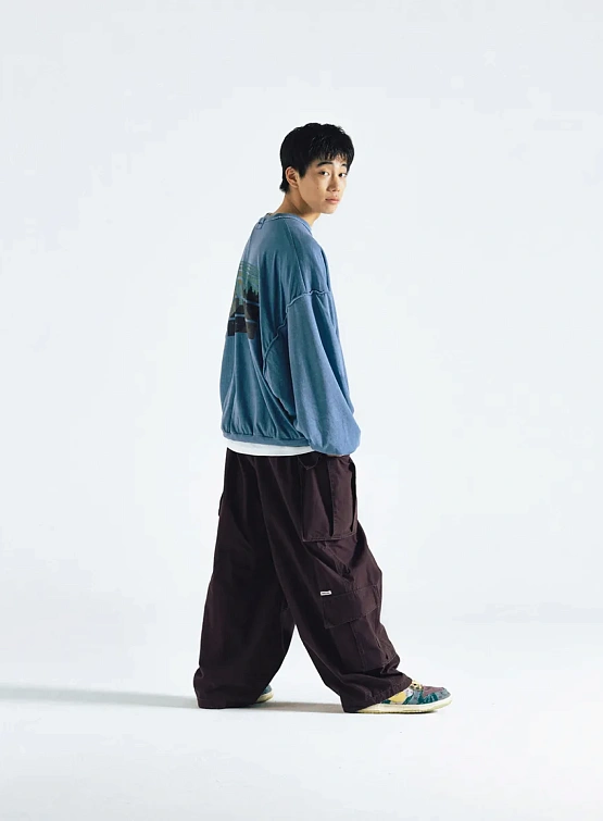 Свитшот ANGLAN Reversible Pigment Two Layer Washed Blue