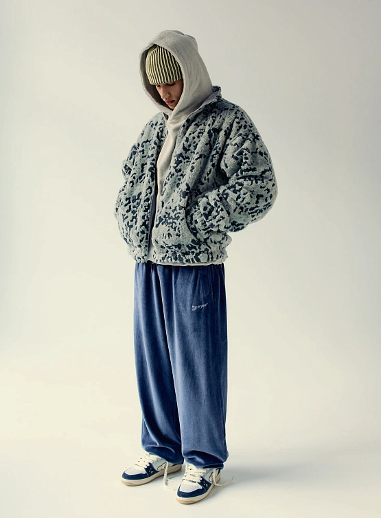 Двусторонняя флисовая куртка YESEYESEE Reversible Leopard Fleece Jacket Silver