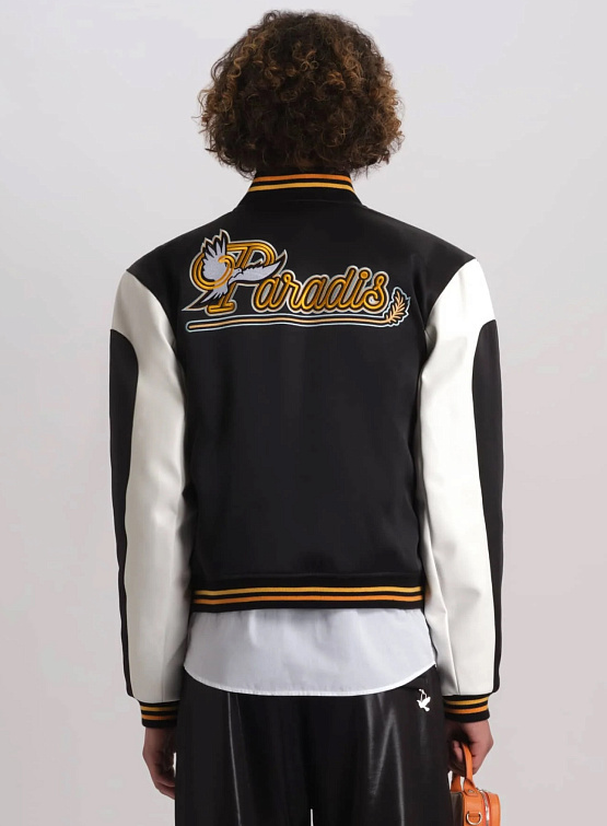 Бомбер 3.PARADIS P Letterman Varsity Jacket Black