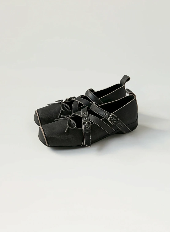 Женские Балетки OPEN YY Cross Buckle Ballet Flats Grey