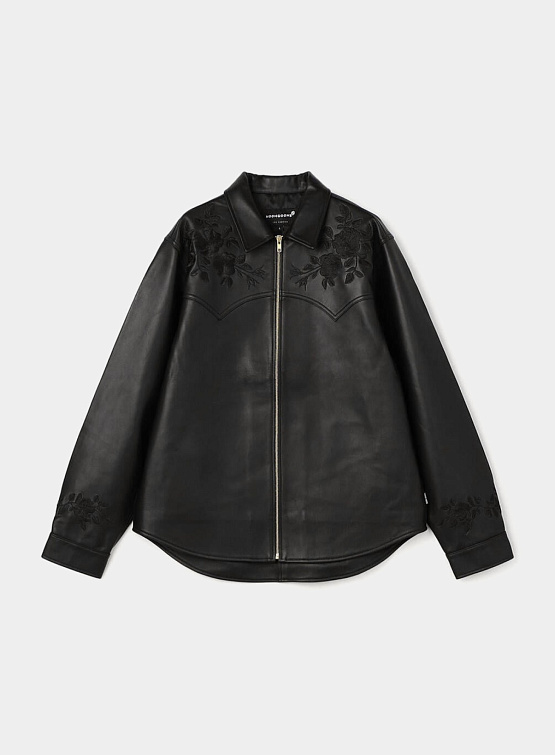 Кожаная рубашка Noon Goons Drop Top Zip Shirt Black