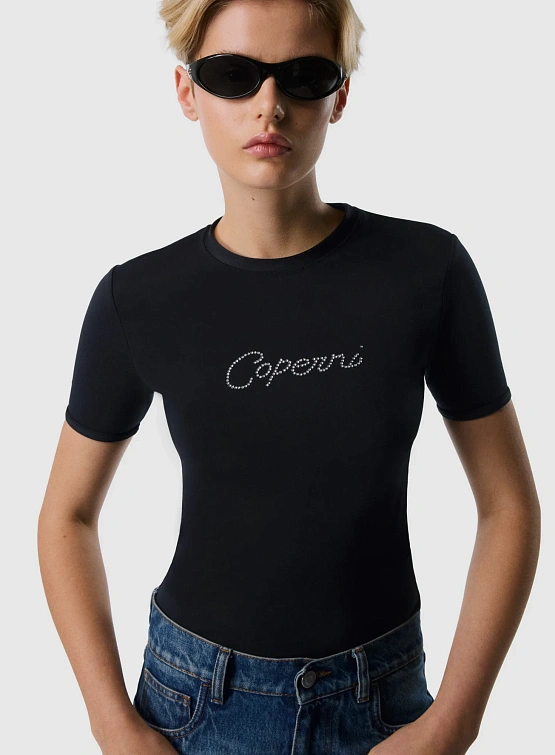 Женская Футболка Coperni Crystal Logo Black