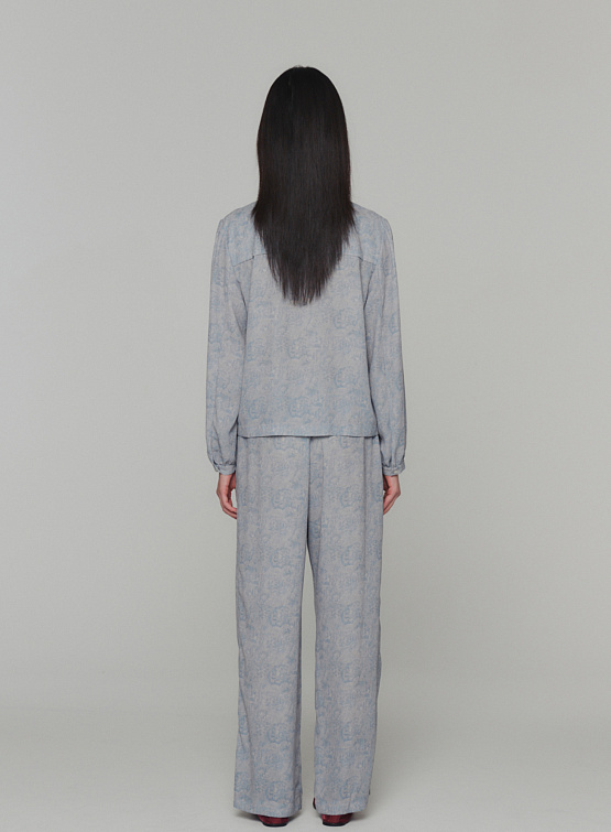 Женские брюки AMOMENTO Floral Drawstring Pajama Blue