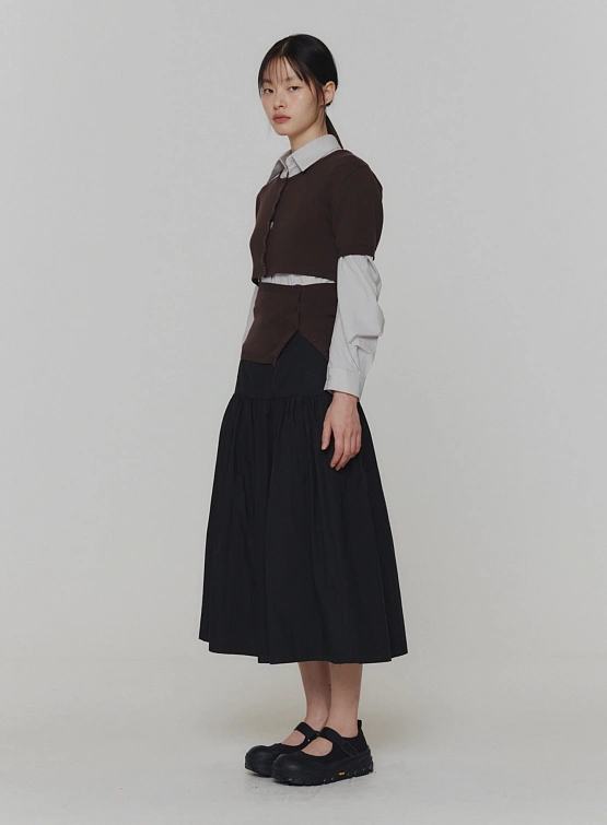 Женские брюки AMOMENTO Shirring Flare Pants Black