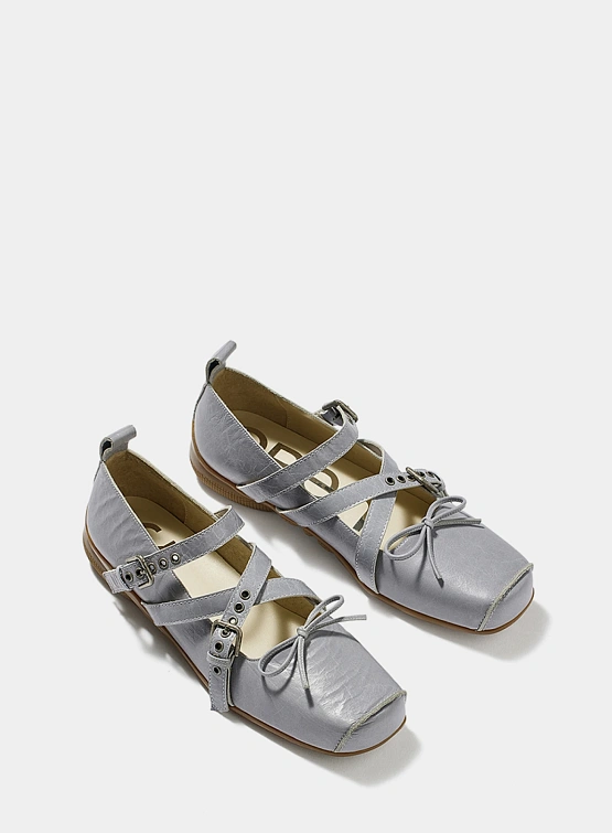 Женские Балетки OPEN YY Cross Buckle Ballet Flats Blue