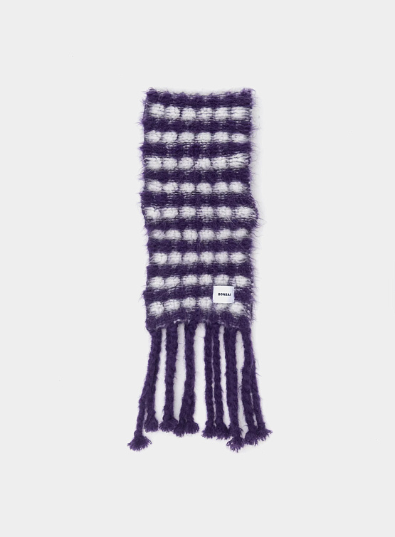 Шарф BONSAI Knit Mohair Scarf Purple White