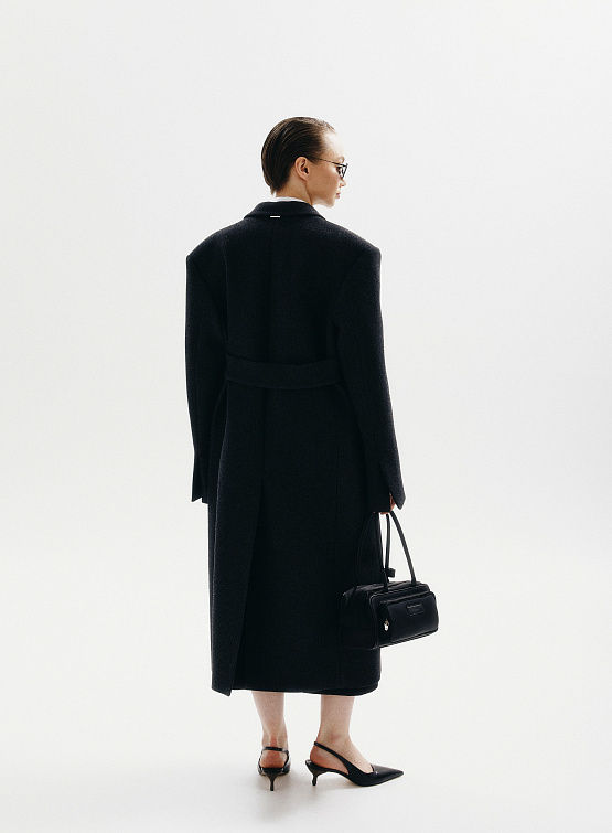Женское пальто System Structured Belt Coat Charcoal Grey