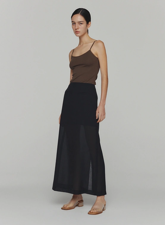 Женская юбка AMOMENTO Sheer Maxi Long Skirt Black