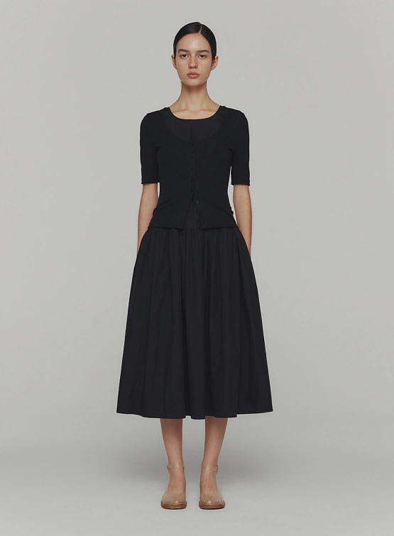 Женское платье AMOMENTO Cotton Shirring Dress Black