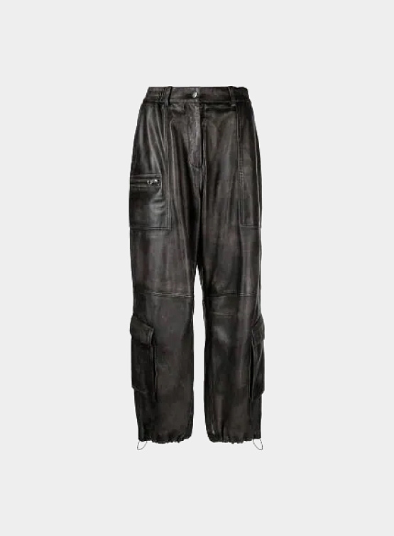 Женские брюки Han Kjøbenhavn Washed Leather Cargo Faded Black