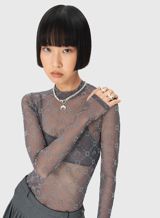 Женский лонгслив Marine Serre Recycled Mesh Second Skin Stone Grey
