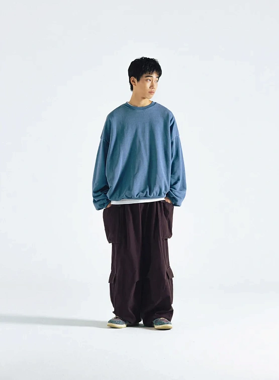 Свитшот ANGLAN Reversible Pigment Two Layer Washed Blue