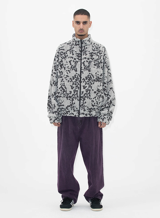 Двусторонняя флисовая куртка YESEYESEE Reversible Leopard Fleece Jacket Silver