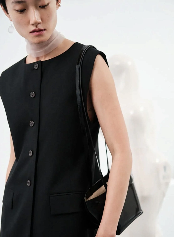 Женский жилет AMOMENTO Oversized Button Up Vest Black