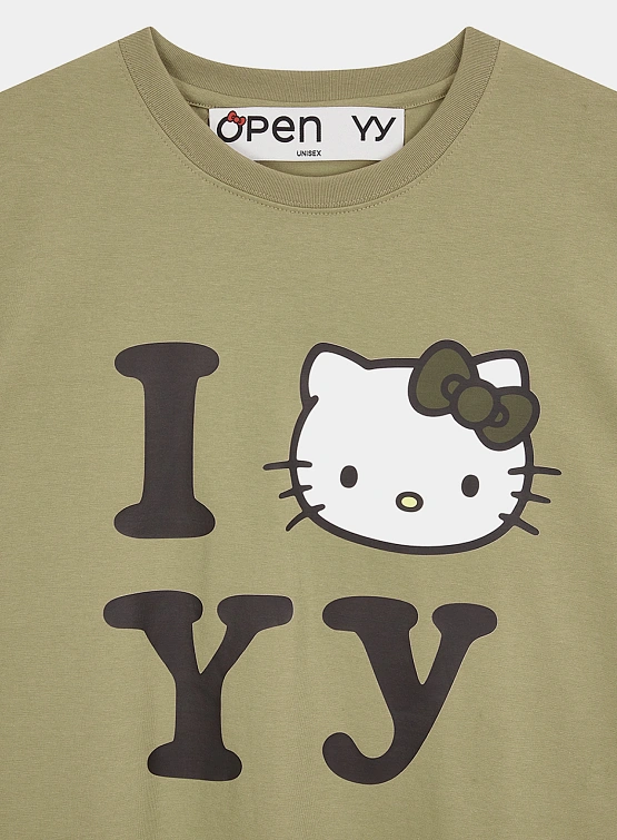 Футболка OPEN YY Hello Kitty x YY T-Shirt Khaki