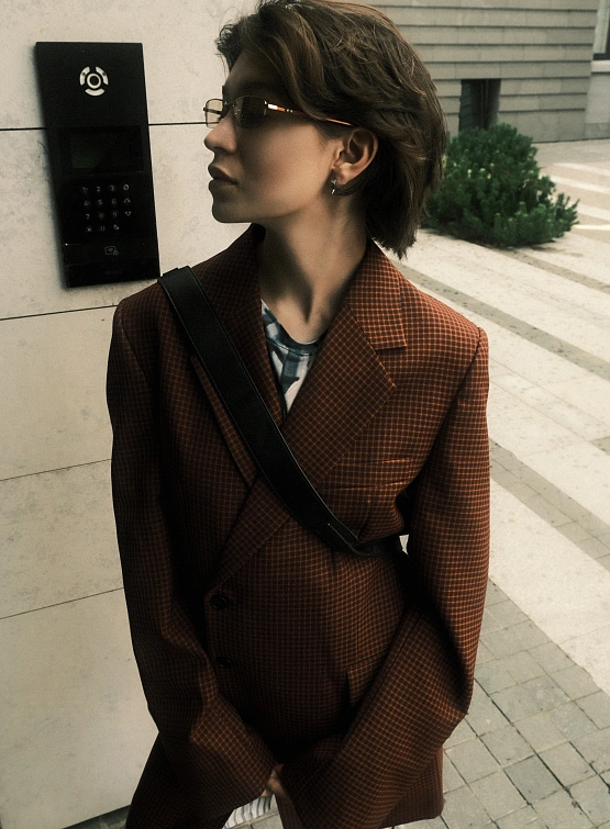 Женский пиджак Botter Front Collar Reverse Shell Red Check