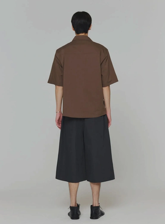 Рубашка AMOMENTO Open Collar Half Brown