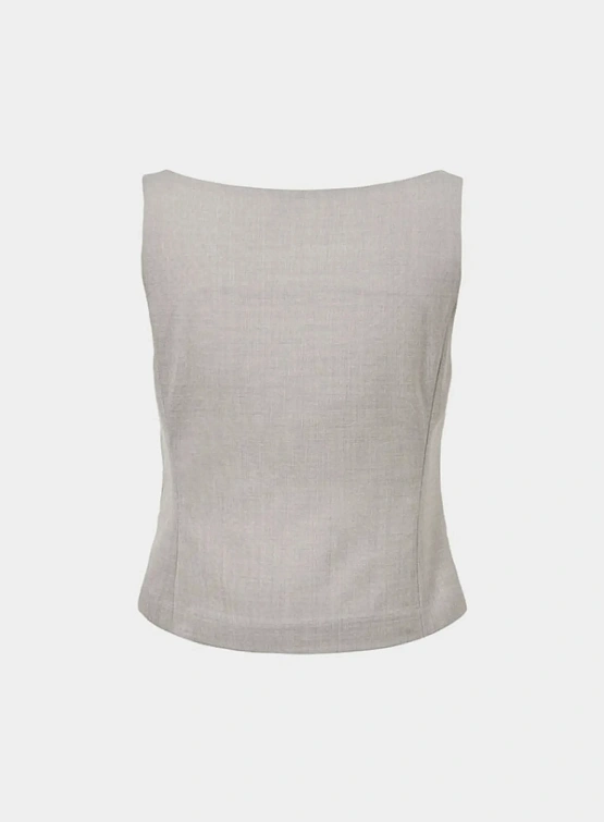 Женский жилет AMOMENTO Scoop Neck Two Way Beige