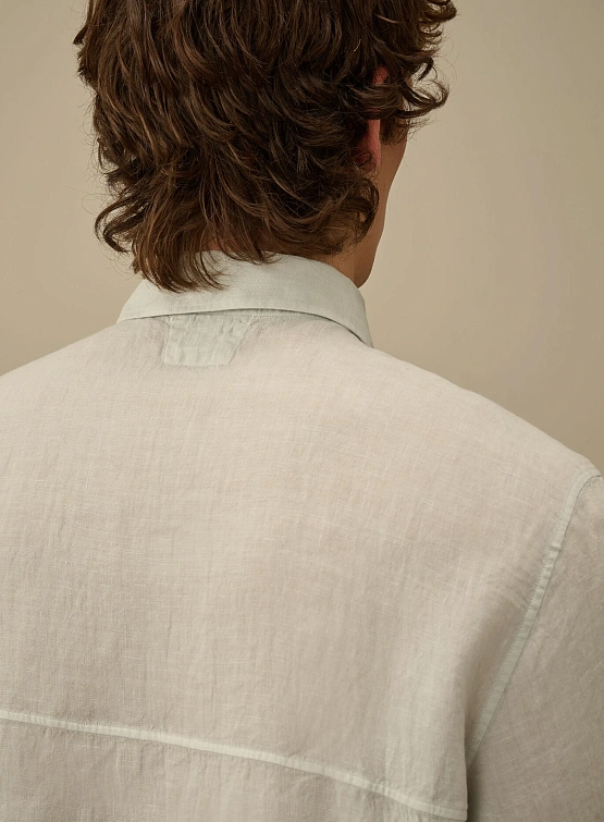 Рубашка C.P. Company Linen Boxy Short Sleeve Blue Fox