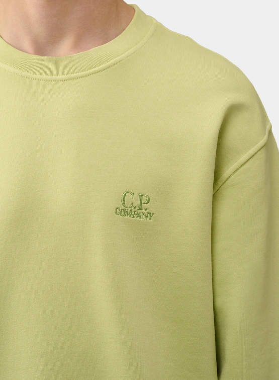 Свитшот C.P. Company Cotton Diagonal Fleece Logo White Pear