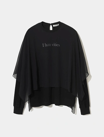 Лонгслив UNDERCOVER Georgette Flap Graphic Print Black