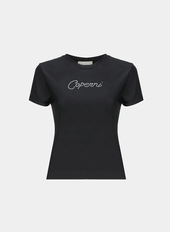 Женская Футболка Coperni Crystal Logo Black
