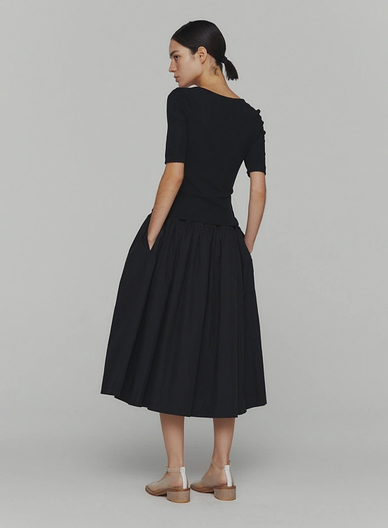 Женское платье AMOMENTO Cotton Shirring Dress Black