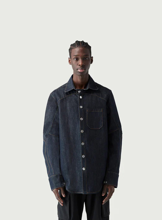 Женский овершот Coperni Denim Moto Shirt Dark Navy