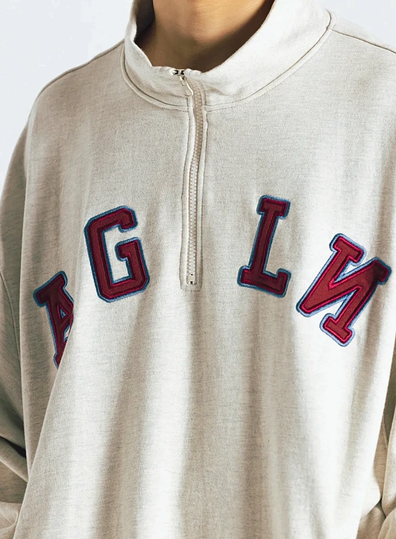 Халф-зип ANGLAN Applique Sweat Half Zip Up Oatmeal